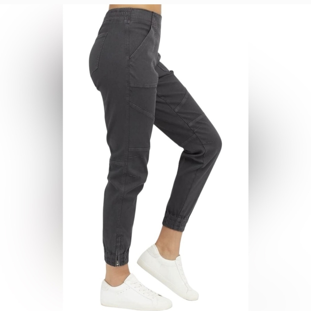 Spanx gray twill moto jogger pants size large - Picture 2 of 12